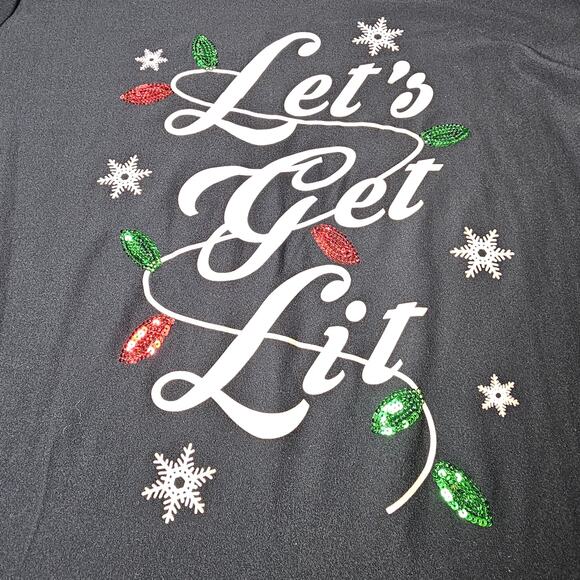Derek Heart Super Soft Christmas Nighty T-Shirt Stretchy "Lets Get Lit"  Large - Picture 3 of 7